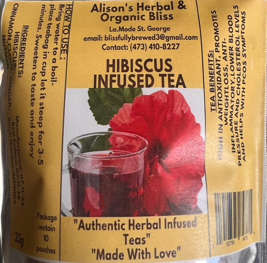 Alison's Herbal Hibiscus,Cinnamon, Nutmeg, Clove, Ginger tea